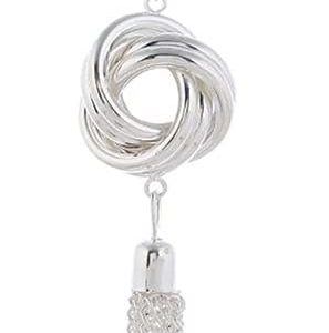 Long Tassel Pendant Necklace for Women Knot Disk Circle Tassel Long Silver Chain Statement Necklaces Costume for Women Y Necklace Gifts