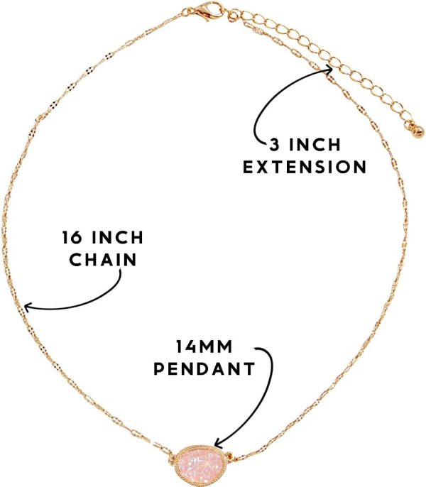 Art Deco Necklace Crystal Pendant Necklace for Women with Sparkling Oval Stone - Gold, Silver or Rose Gold Chain - 图片 4
