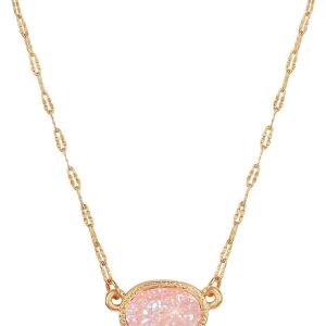 Art Deco Necklace Crystal Pendant Necklace for Women with Sparkling Oval Stone - Gold, Silver or Rose Gold Chain