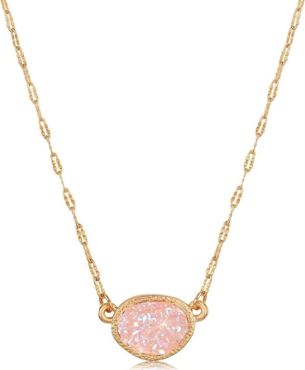 Art Deco Necklace Crystal Pendant Necklace for Women with Sparkling Oval Stone - Gold, Silver or Rose Gold Chain