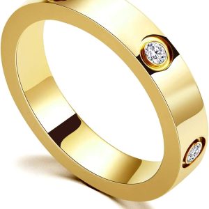 Love Friendship Ring 18k gold-plated rose cubic zirconia stainless steel ring