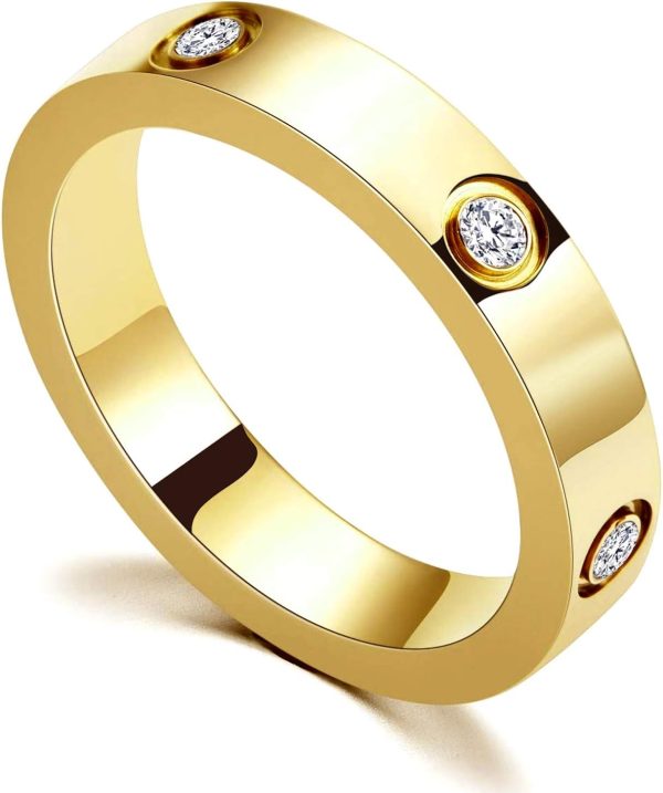 Love Friendship Ring 18k gold-plated rose cubic zirconia stainless steel ring