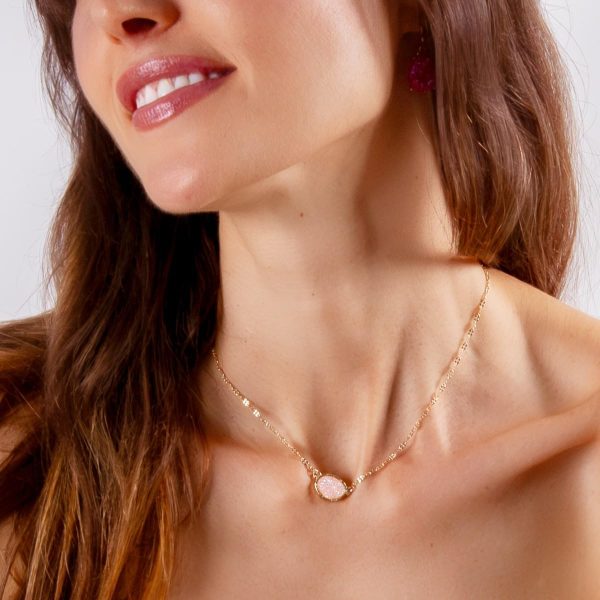 Art Deco Necklace Crystal Pendant Necklace for Women with Sparkling Oval Stone - Gold, Silver or Rose Gold Chain - 图片 6