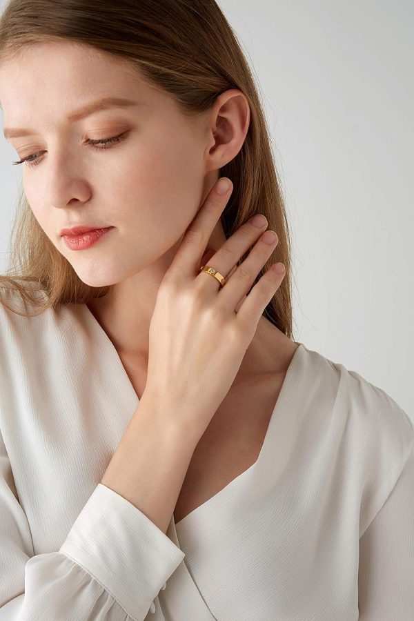Love Friendship Ring 18k gold-plated rose cubic zirconia stainless steel ring - 图片 2