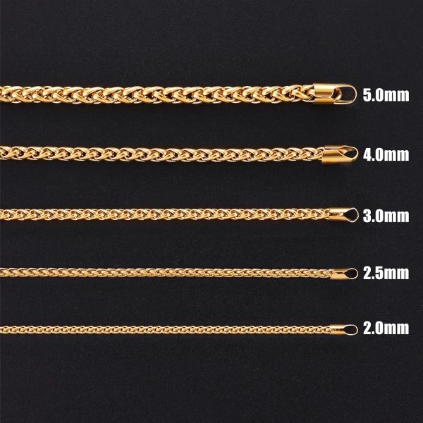 Metal necklace. 2/2.5/3/4/5mm gold stainless steel necklace, suitable for men and women, 16-28 inches. Father's Day gift for dad - 图片 3