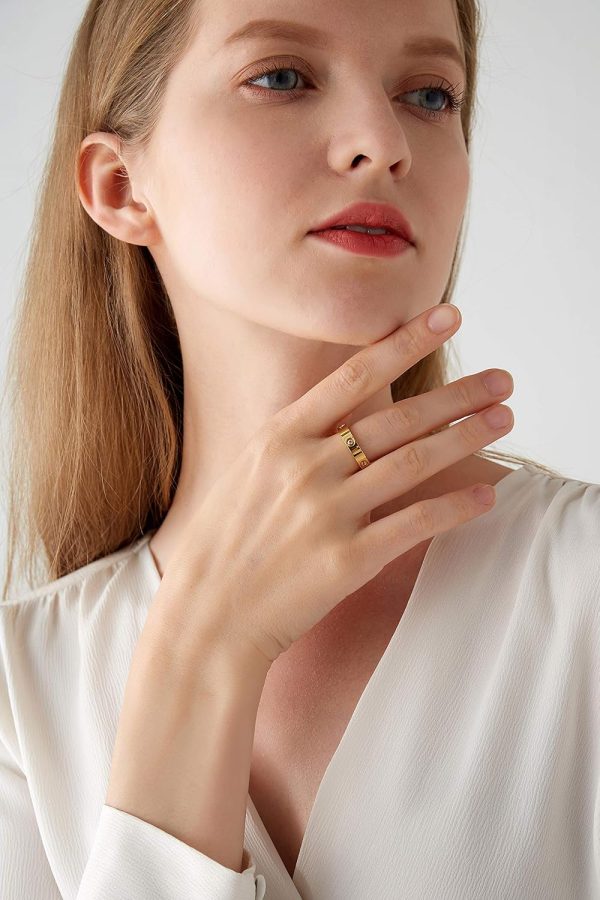 Love Friendship Ring 18k gold-plated rose cubic zirconia stainless steel ring - 图片 4